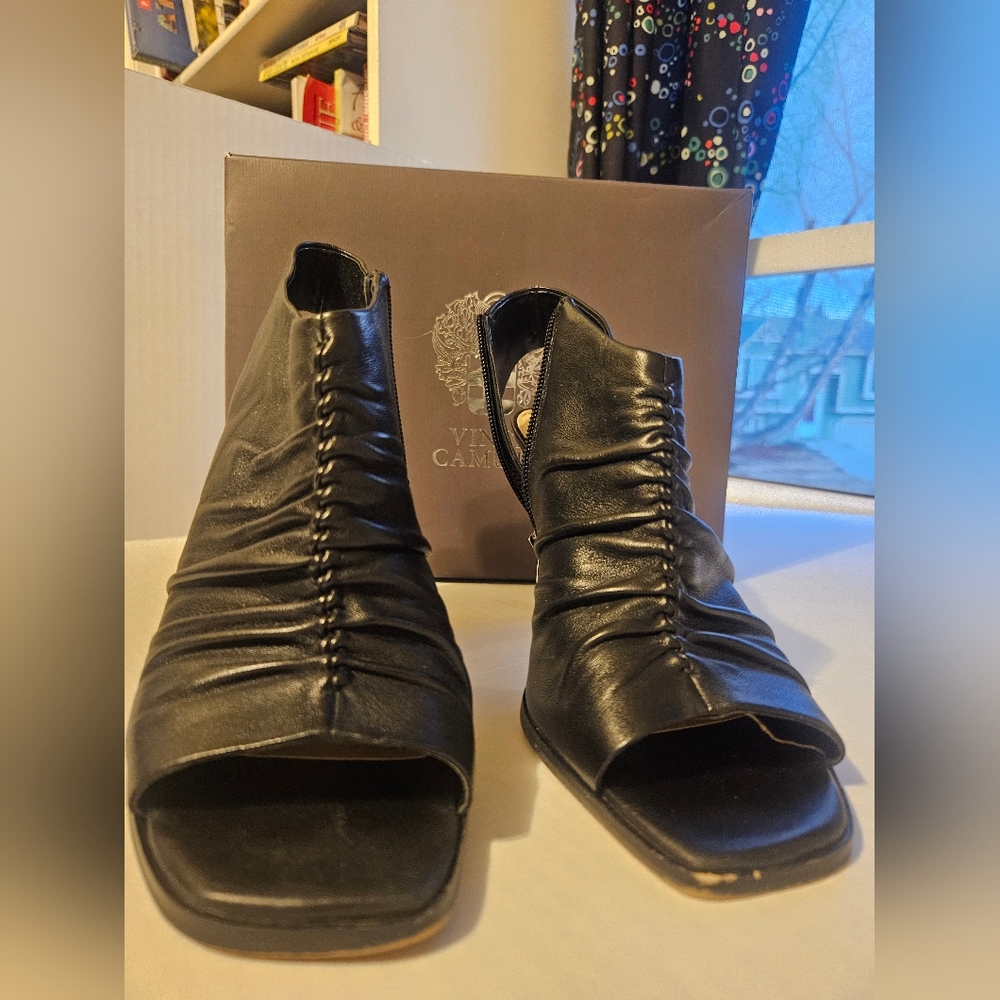 Vince Camuto Black Rouched Ankle Booties